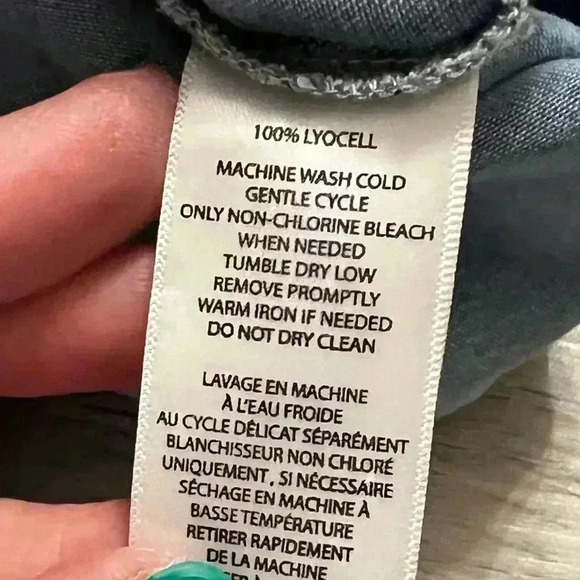 Beach Lunch Lounge Women's Denim Shift Dress Bell Ruffle Sleeve - Picture 5 of 6